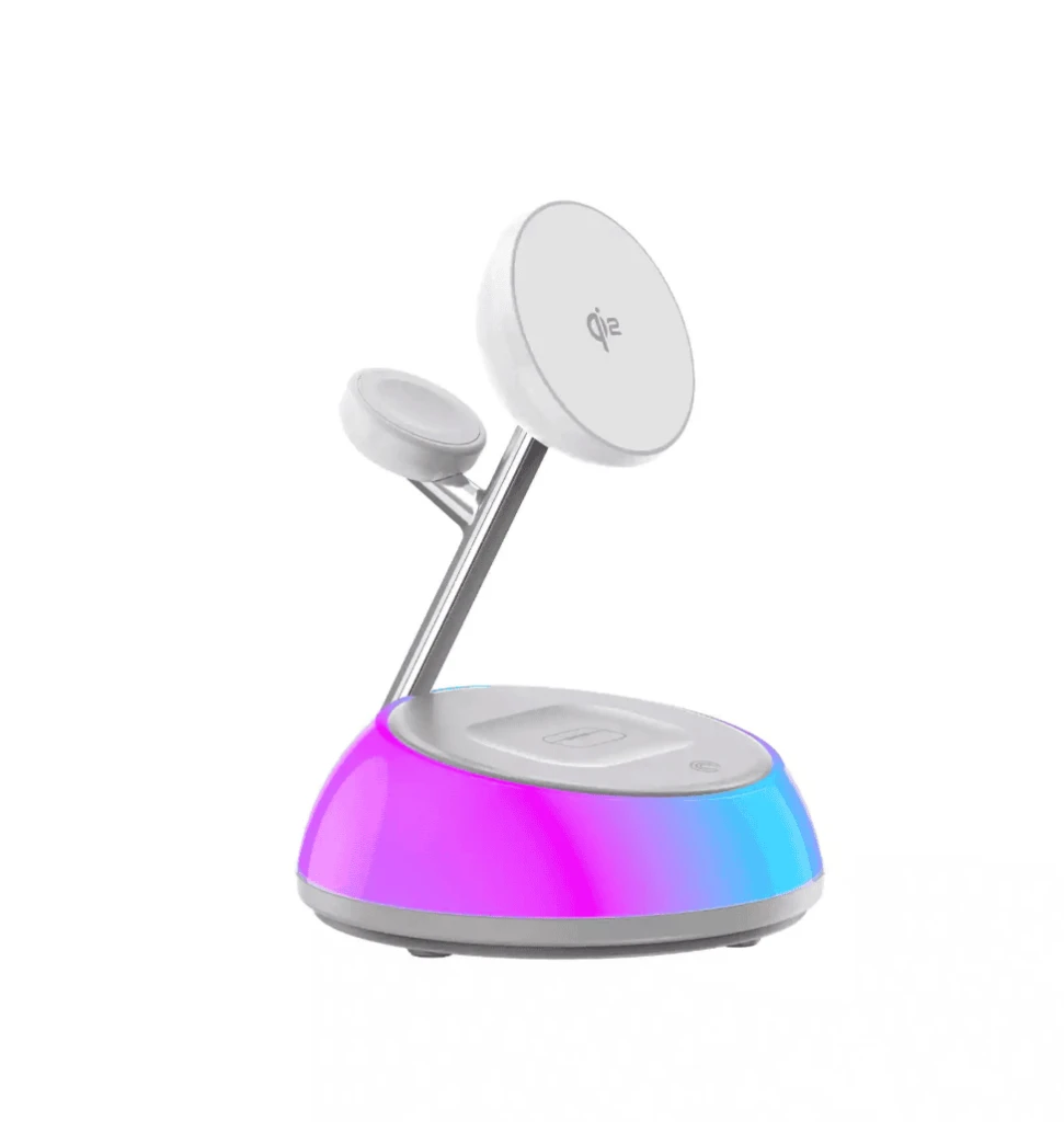 Încărcător wireless wiwu aurora qi2.0 3 în 1 wi-w036 alb 2