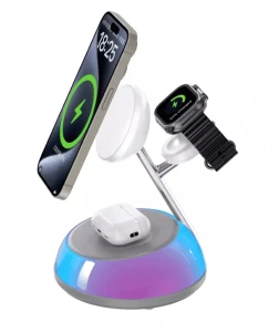 Încărcător wireless wiwu aurora qi2.0 3 în 1 wi-w036 alb
