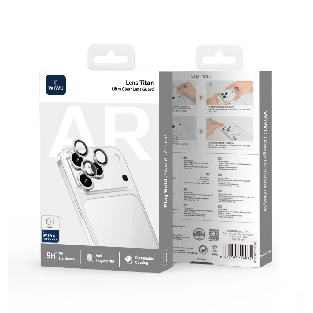 Protecție de lentilă wiwu titan 3d eagle eye pentru iphone 17 promax 6.9"/pentru iphone 17 pro 6.3" (3 lentile/pachet) lg-005 portocaliu 2