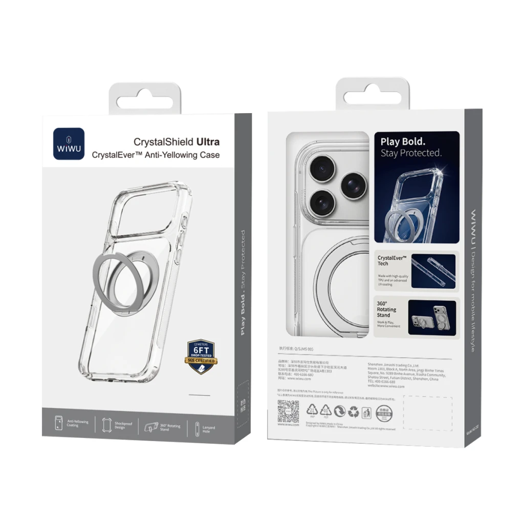 Carcasă wiwu crystalshield ultra crystalever™ anti-îngălbenire cs-203 pentru iphone 18 pro/17 pro, transparentă 3