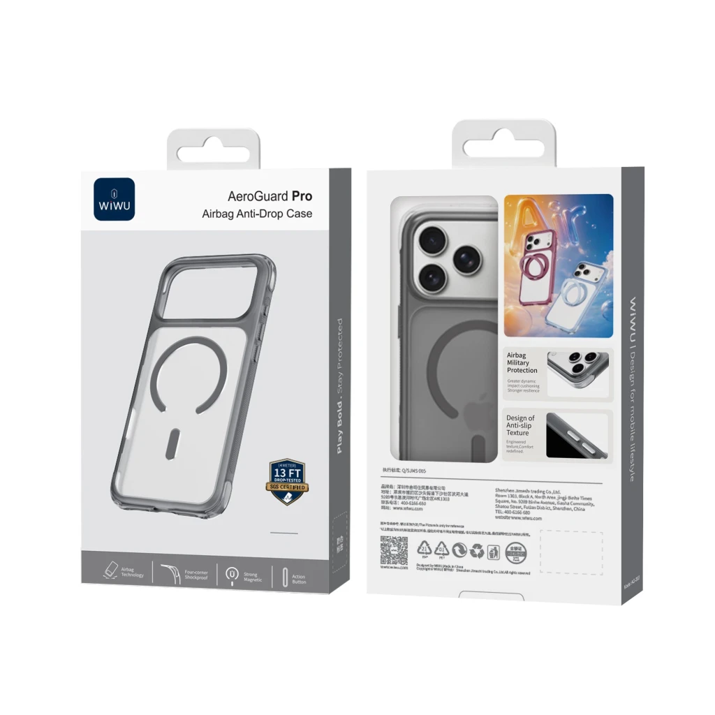 Husă anti-cădere wiwu areoguard pro ag-202 pentru iphone 18 pro/17 pro, gri 3