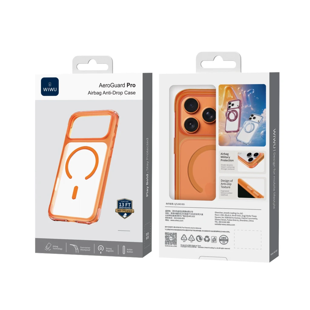Wiwu areoguard pro husă anti-cădere pentru airbag ag-202 iphone 18 pro/17 pro portocaliu 3