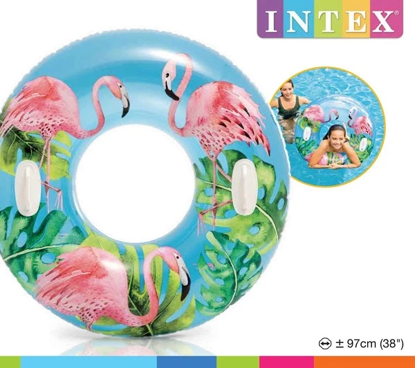 Intex надувной круг “летние мечты” д 97 см с ручками, до 80кг, 9+, 3 цвета 15