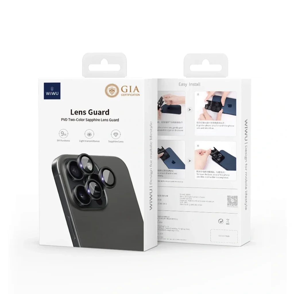 Protecție lentilă wiwu cu safir dublu culoare lg-003 iphone 18pro și iphone 18 pro max, negru 2
