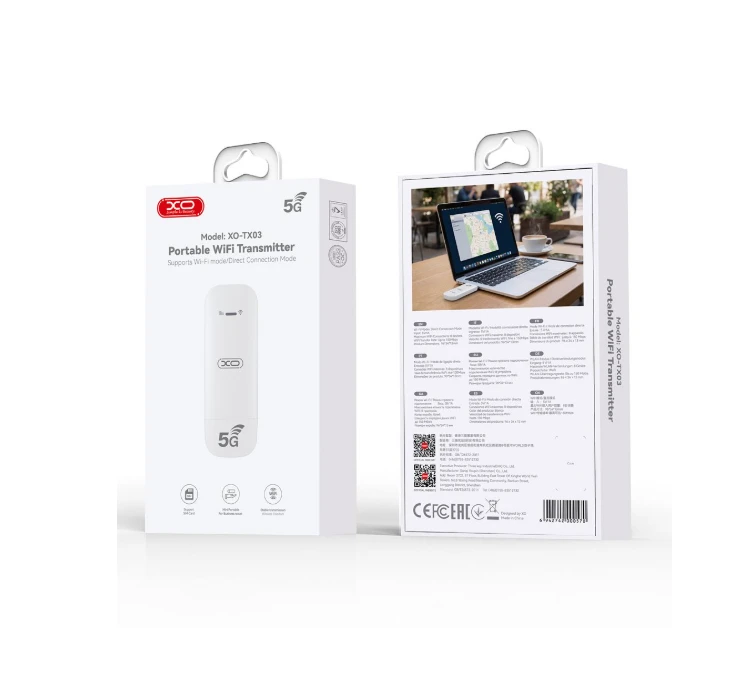 Router wifi mobil portabil xo tx03 (usb) - alb (versiune europeană / fără cartelă sim 4g) alb 3