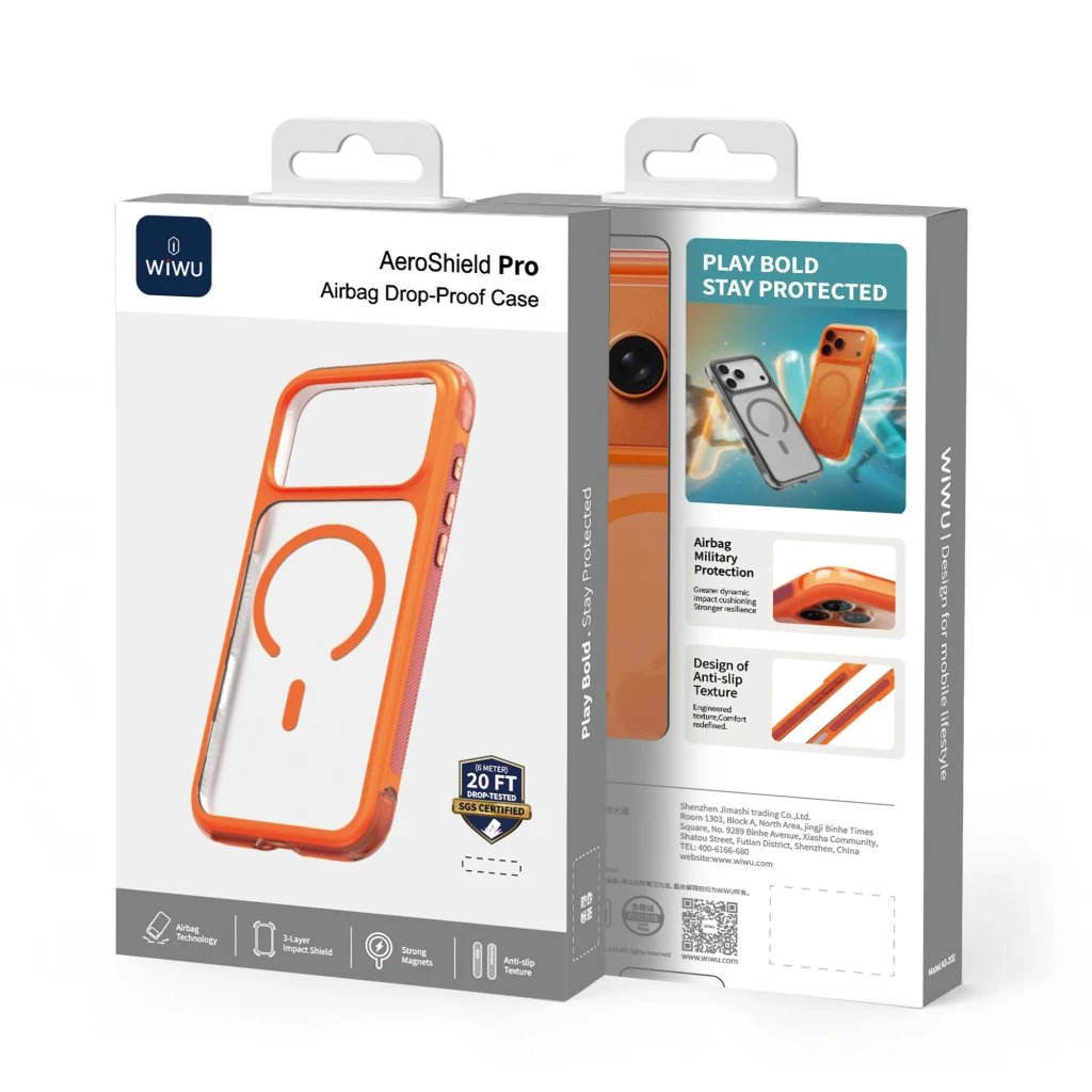 Carcasă aeroshield pro as-202 pentru iphone 17 pro, portocalie 3