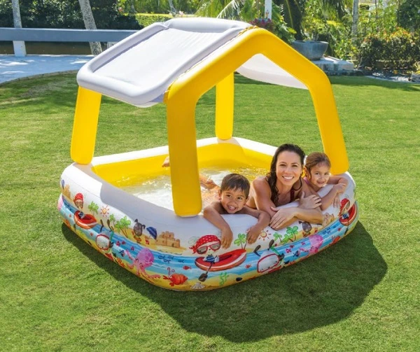 Intex piscină gonflabilă pentru copii cu baldachin 157x157x122 cm, 295 l, 2+ 5