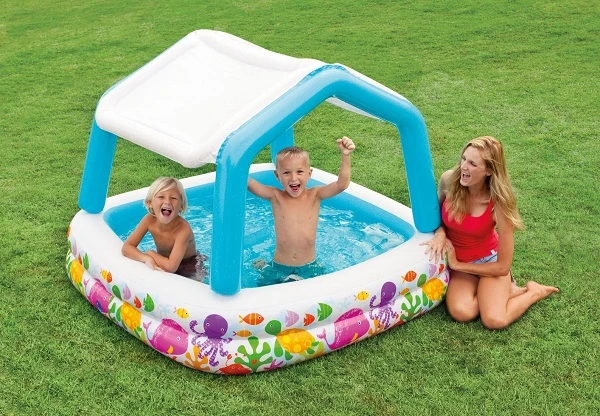 Intex piscină gonflabilă pentru copii cu baldachin 157x157x122 cm, 295 l, 2+ 6