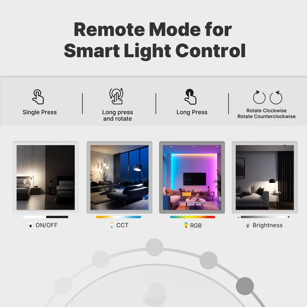 Moes zigbee smart scene button with rotary dimmer multi-control cr2450 3