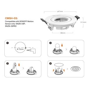 Sonoff mations sensor recessed ceiling mount adapter cmsh03 for snzb-03p/snzb-03pr2 Thumbnail 3