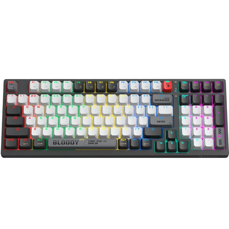 Tastatură bloody ws98, cu fir / fără fir, gri 17
