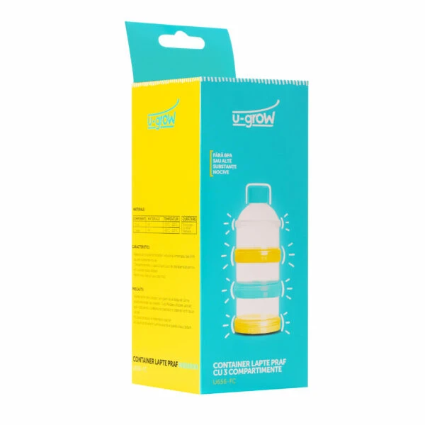 Container lapte praf cu 3 compartimente, u-grow 2