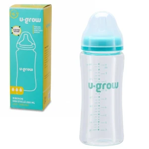 Biberon din sticlă, 260 ml, cu 2 tetine suplimentare