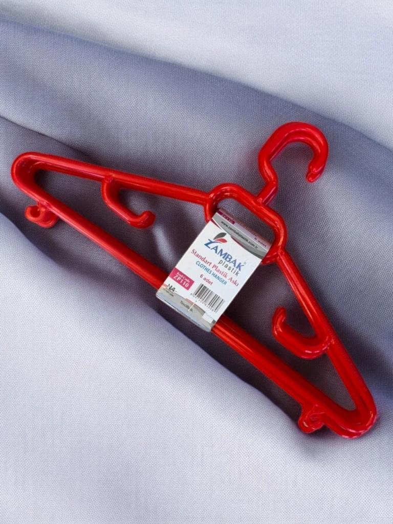 Набор 6 плечиков для одежды, zambak plastik, длина 39 см (красные) (zp110) 2