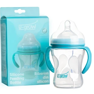 Biberon cu senzor de temperatura si gat larg din sticla, 230 ml