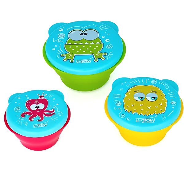 Набор из 3 мисок для кормления с крышкой, 160/240/340 мл 2