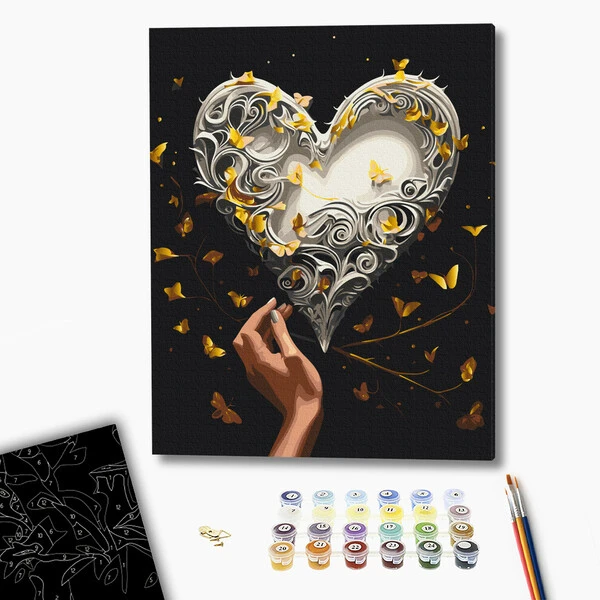 Pictură pe numere 40*50 сm (pânză neagră/fără cutie) – dansul fluturilor 2