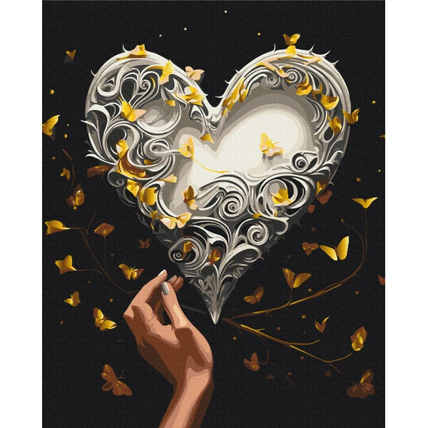 Pictură pe numere 40*50 сm (pânză neagră/fără cutie) – dansul fluturilor 3