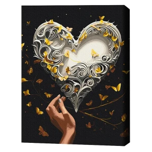 Pictură pe numere 40*50 сm (pânză neagră/fără cutie) – dansul fluturilor