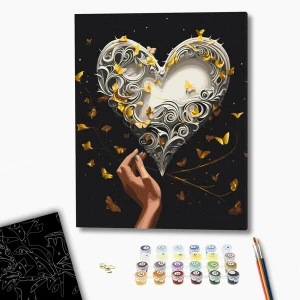 Pictură pe numere 40*50 сm (pânză neagră/fără cutie) – dansul fluturilor Thumbnail 2