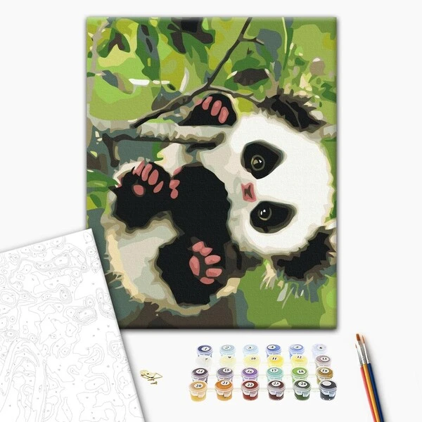 Картина по номерам 30*40 см (без упаковки) - игривая панда 2