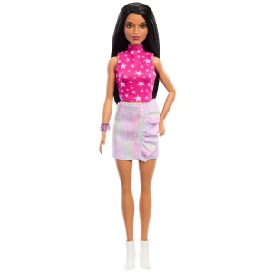 Păpușa barbie "fashionista cu păr negru drept și fustă iridescentă" Thumbnail 5