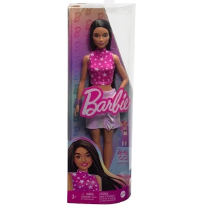 Păpușa barbie "fashionista cu păr negru drept și fustă iridescentă" Thumbnail 3