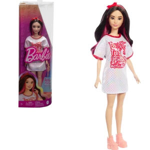Păpușa Barbie &quot;Fashionista cu păr negru ondulat cu rochie Twist &apos;n&apos; Turn&quot;