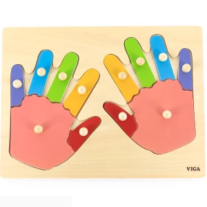 Puzzle din lemn cu buton &quot;Degetele și mânuțele&quot;, 12 elem.