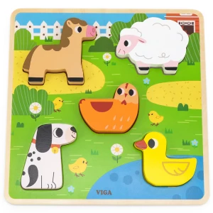 Puzzle tactil - inserție &quot;Ferma&quot;, 5 elem.