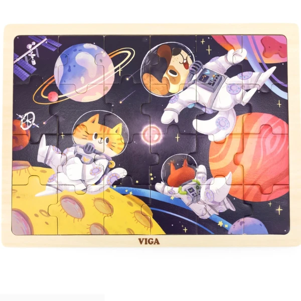Puzzle din lemn "animalele în cosmos", 24 elem. 2