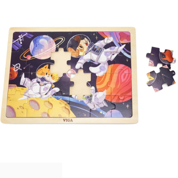 Puzzle din lemn "animalele în cosmos", 24 elem. 3