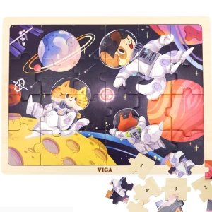 Puzzle din lemn &quot;Animalele în cosmos&quot;, 24 elem.