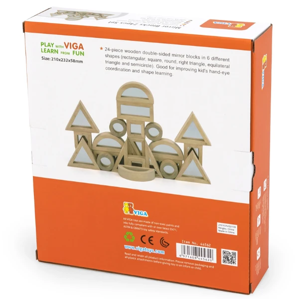 Деревянный блочный конструктор с зеркальными вставками, 24 дет. 5