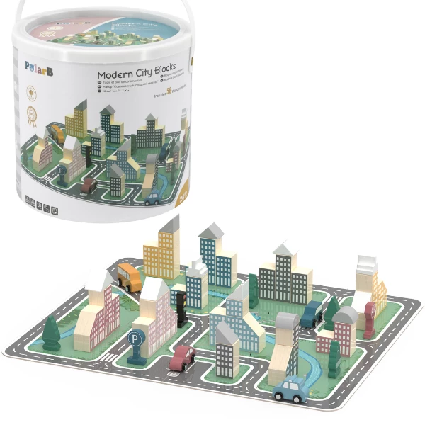 Set de construcție din lemn "orașul", 56 elem. 2