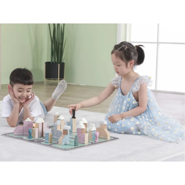 Set de construcție din lemn "orașul", 56 elem. 14