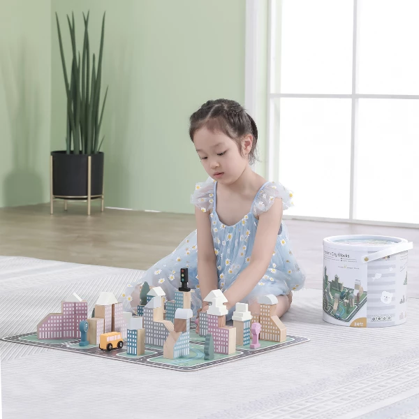 Set de construcție din lemn "orașul", 56 elem. 15