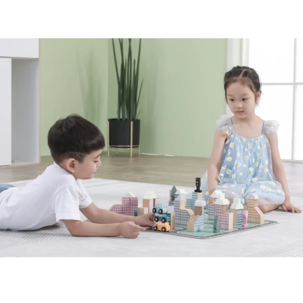 Set de construcție din lemn "orașul", 56 elem. 16