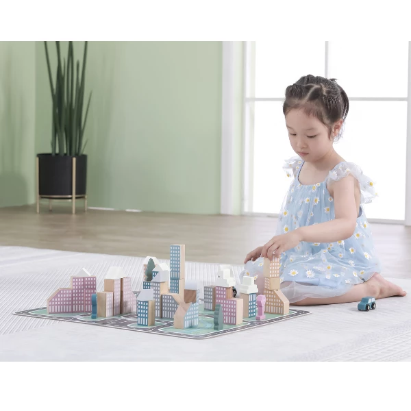 Set de construcție din lemn "orașul", 56 elem. 17