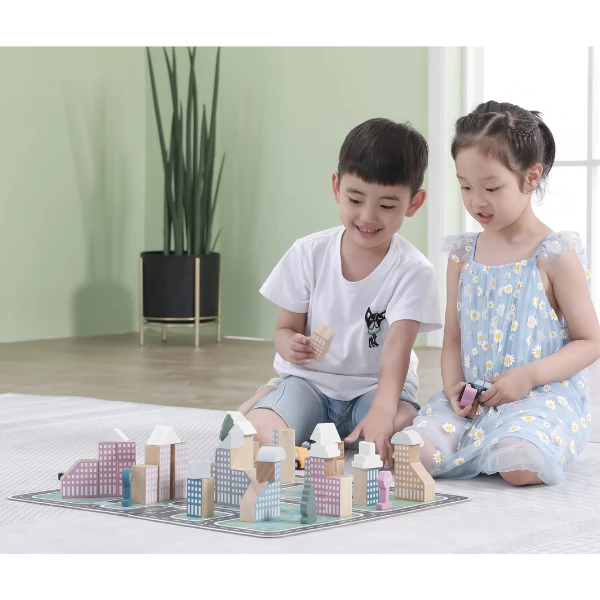 Set de construcție din lemn "orașul", 56 elem. 18