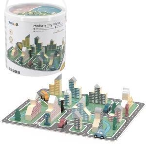 Set de construcție din lemn "orașul", 56 elem.