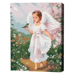 Pictură pe numere 40*50 cm (în cutie) – îngeraș cu o pasăre