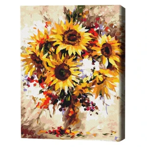 Pictură pe numere 40*50 cm (în cutie) – pictură cu flori de floarea soarelui