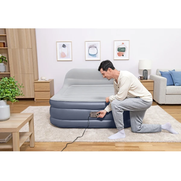 Bestway надувной матрас со встроенным электронасосом 220 v и изголовьем, 152x226x84 см 15