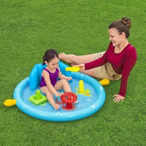 Bestway piscină gonflabilă pentru copii cu baldachin "scoica de mare" 115x89x76 cm, 45 l, de la 6 luni