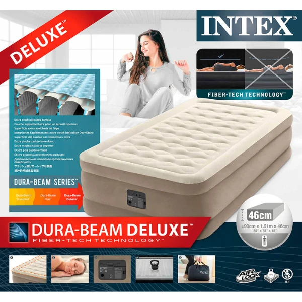 Intex pat gonflabil “velur ultra plush” 99х191х46 cm cu pompă încorporată 220v, până la 136 kg 3