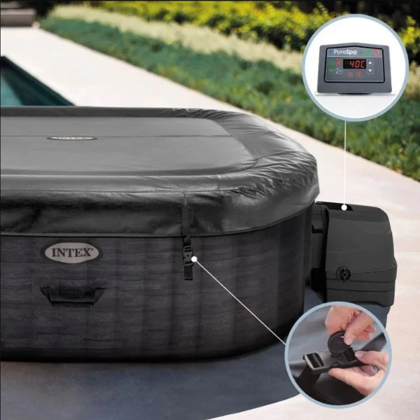 Intex jacuzzi spa gonflabil “greystone deluxe” 211×211×71, 795l, 4 persoane 28