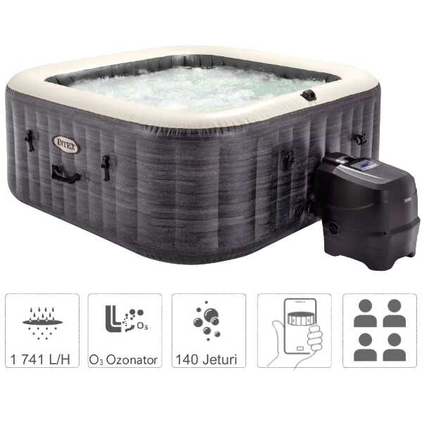 Intex jacuzzi spa gonflabil “greystone deluxe” 211×211×71, 795l, 4 persoane 32
