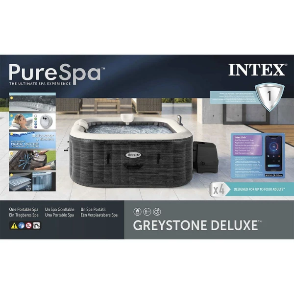 Intex jacuzzi spa gonflabil “greystone deluxe” 211×211×71, 795l, 4 persoane 4