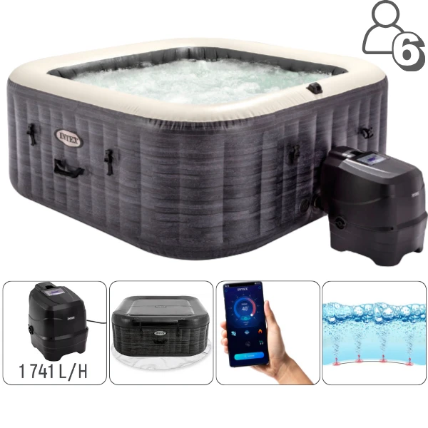 Intex jacuzzi spa gonflabil “greystone deluxe” 239х239х71, 1098l, 6 persoane 16